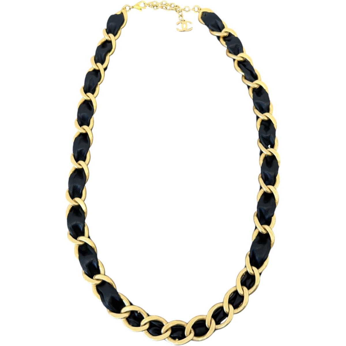 Women's Lambskin CC Chain Belt Black Size W32 - Photo 2