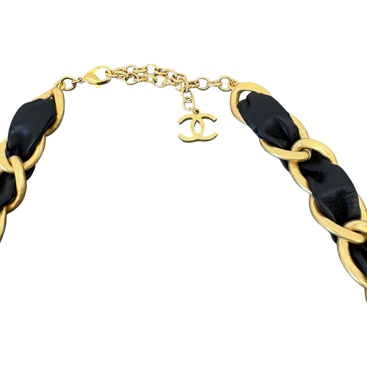 Women's Lambskin CC Chain Belt Black Size W32 - Photo 3