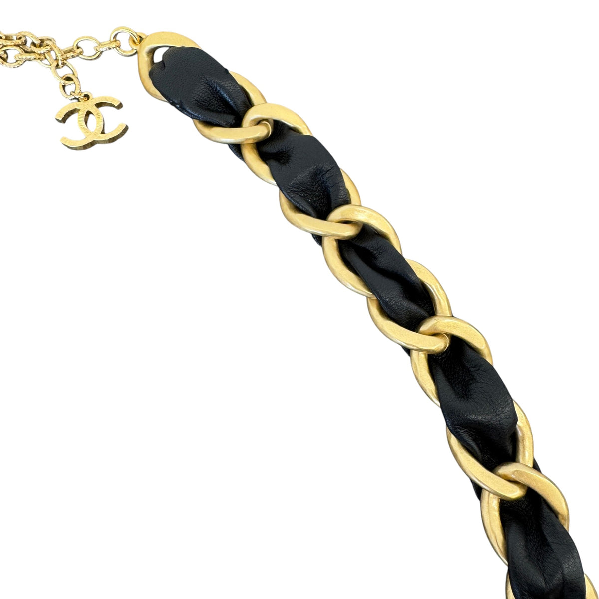 Women's Lambskin CC Chain Belt Black Size W32 - Photo 4
