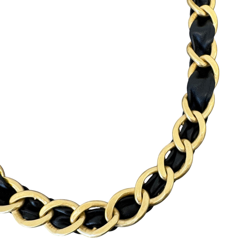 Women's Lambskin CC Chain Belt Black Size W32