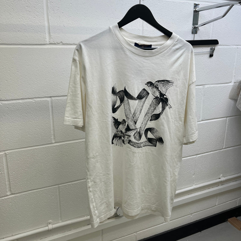 Men's Bird Graphic T-Shirt White Size XL