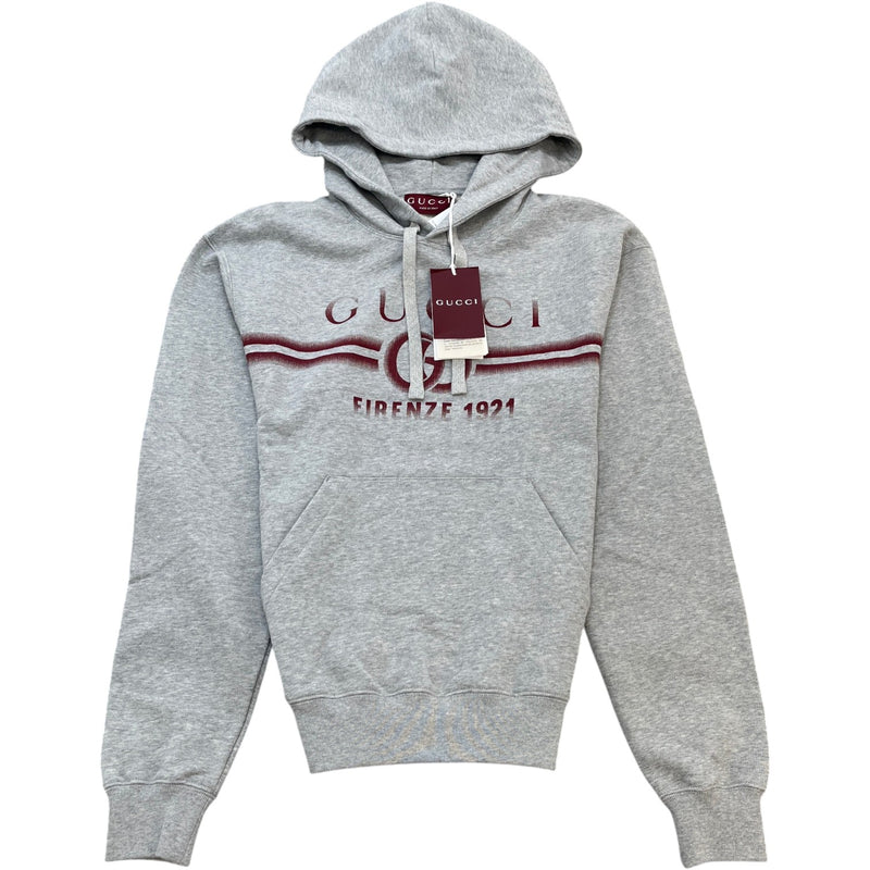 Men's Logo Print Hoodie Grey Size XL