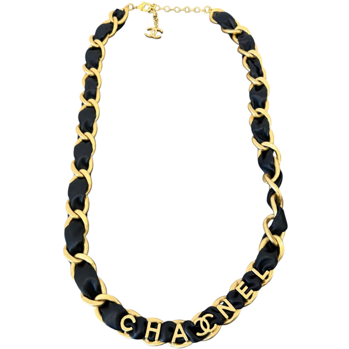 Women's Lambskin CC Chain Belt Black Size W32 - Photo 1