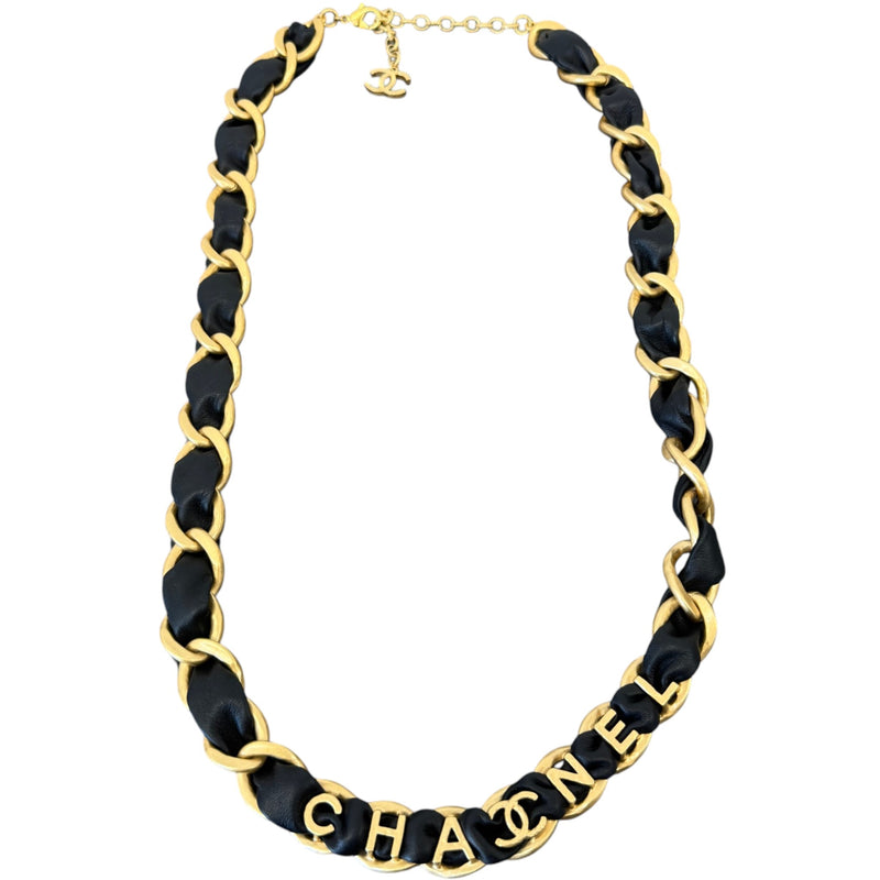 Women's Lambskin CC Chain Belt Black Size W32