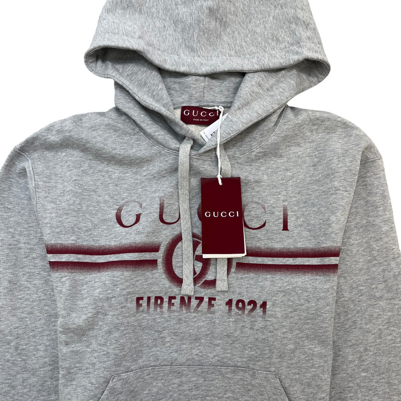 Men's Logo Print Hoodie Grey Size XL