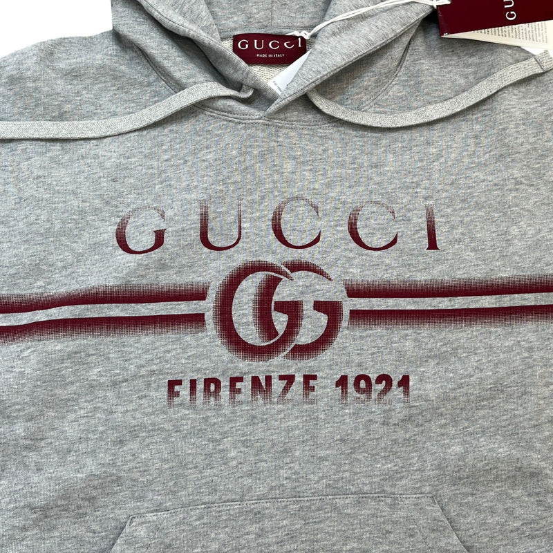 Men's Logo Print Hoodie Grey Size XXS