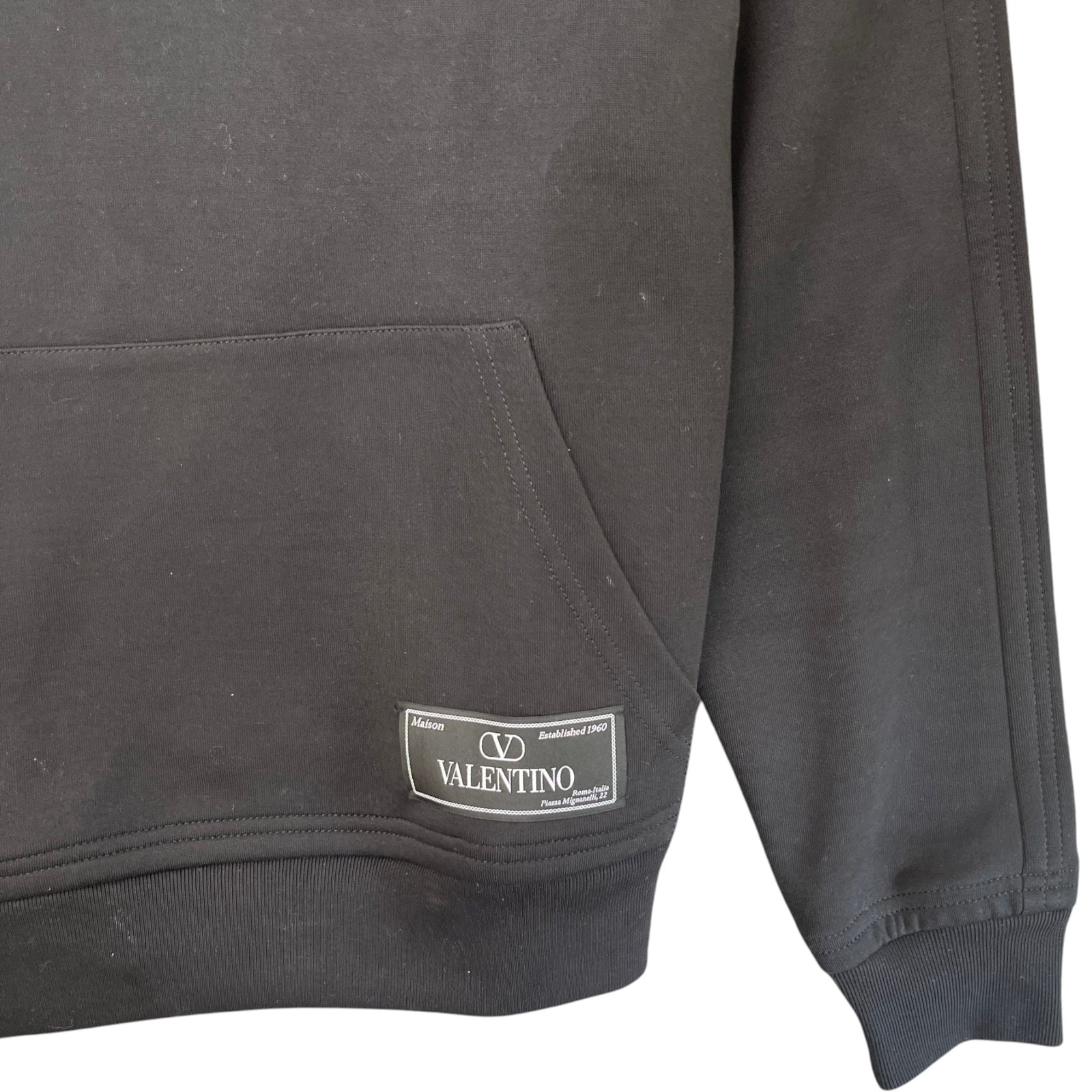 Men's Logo Patch Hoodie Black Size M - Photo 5