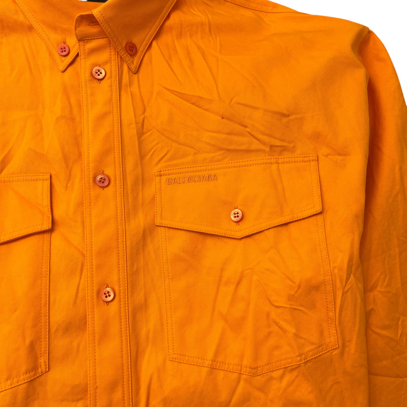 Men's Unifit Natural Wrinkle Overfit Logo Long Sleeve Shirt Orange Size XS