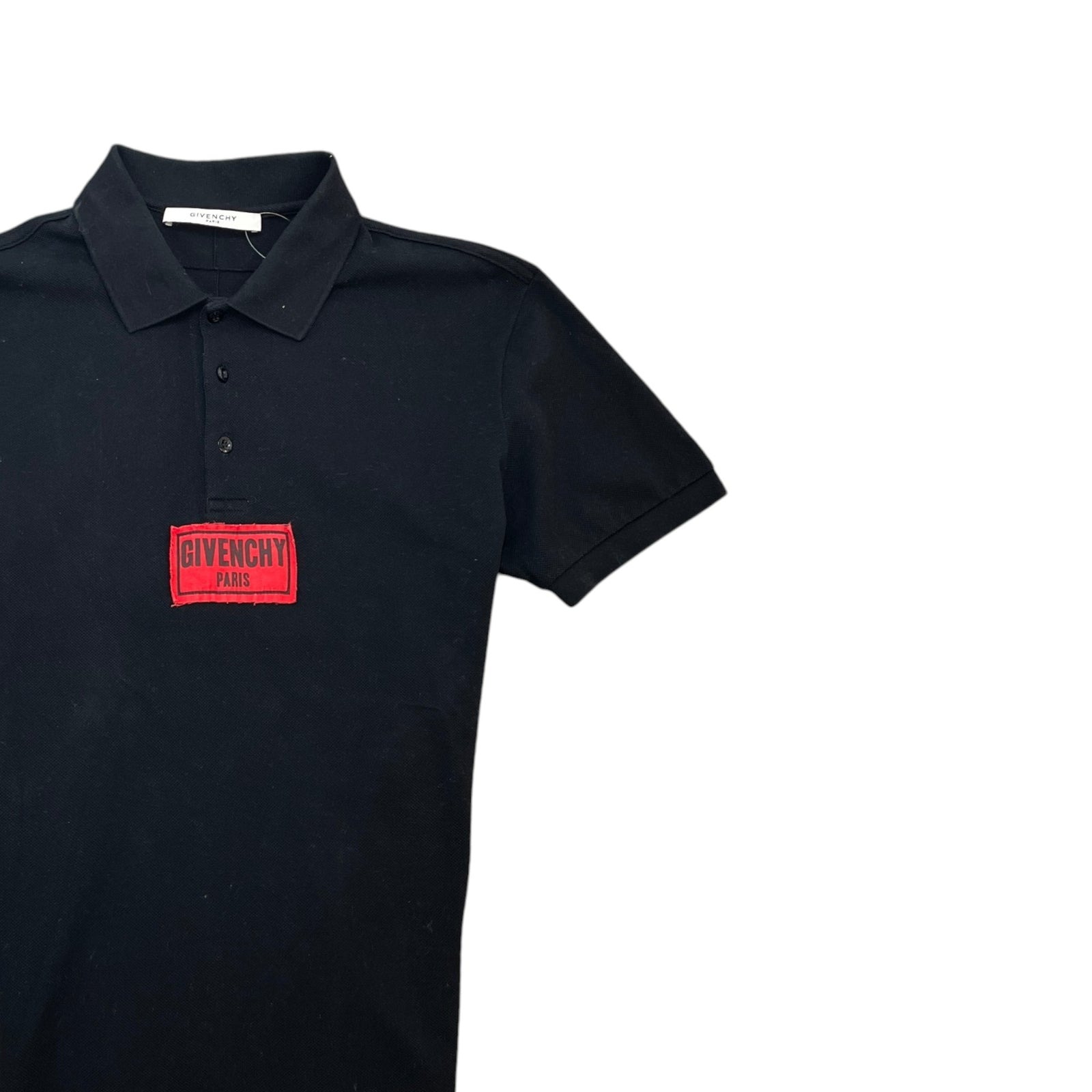 Men's Logo Patch Polo Shirt Black Size M - Photo 3
