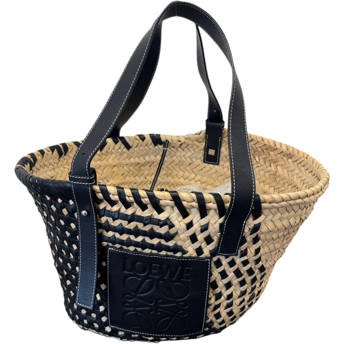 Women's Straw Basket Medium Handbag Beige - Photo 1