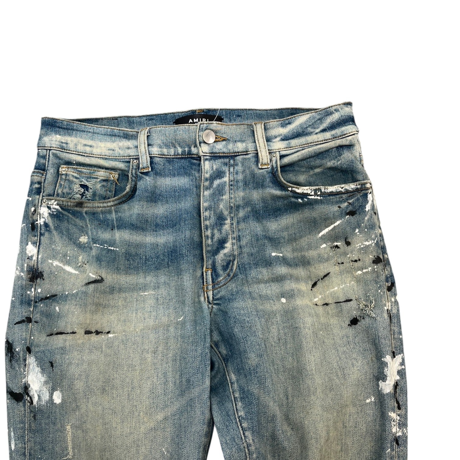 Men's Paint Splash Distressed Jeans Blue Size Waist 31" - Photo 5