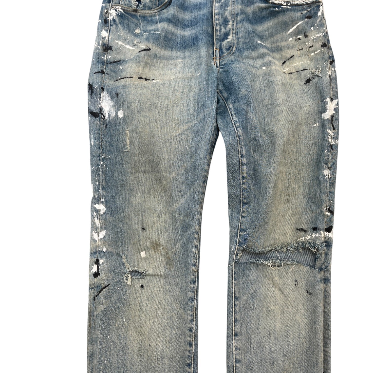Men's Paint Splash Distressed Jeans Blue Size Waist 31" - Photo 7