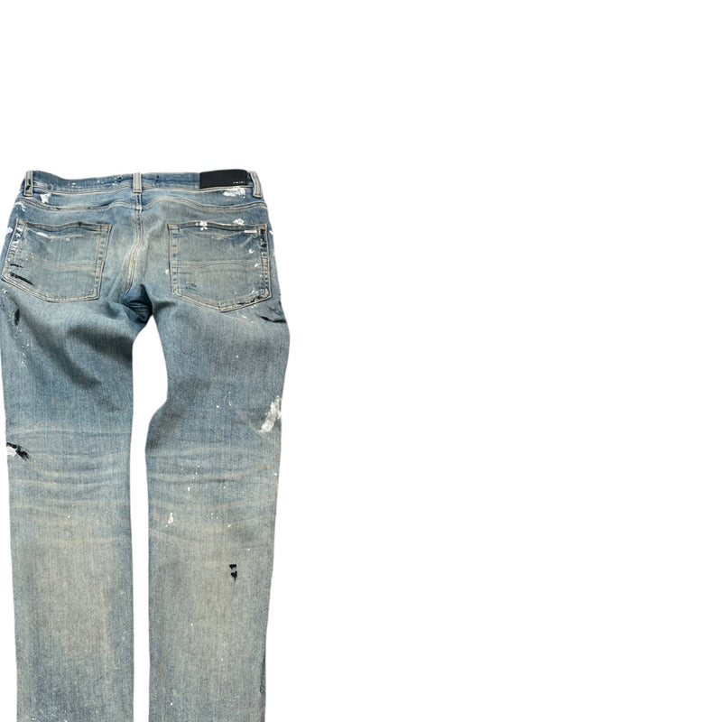 Men's Paint Splash Distressed Jeans Blue Size Waist 31"
