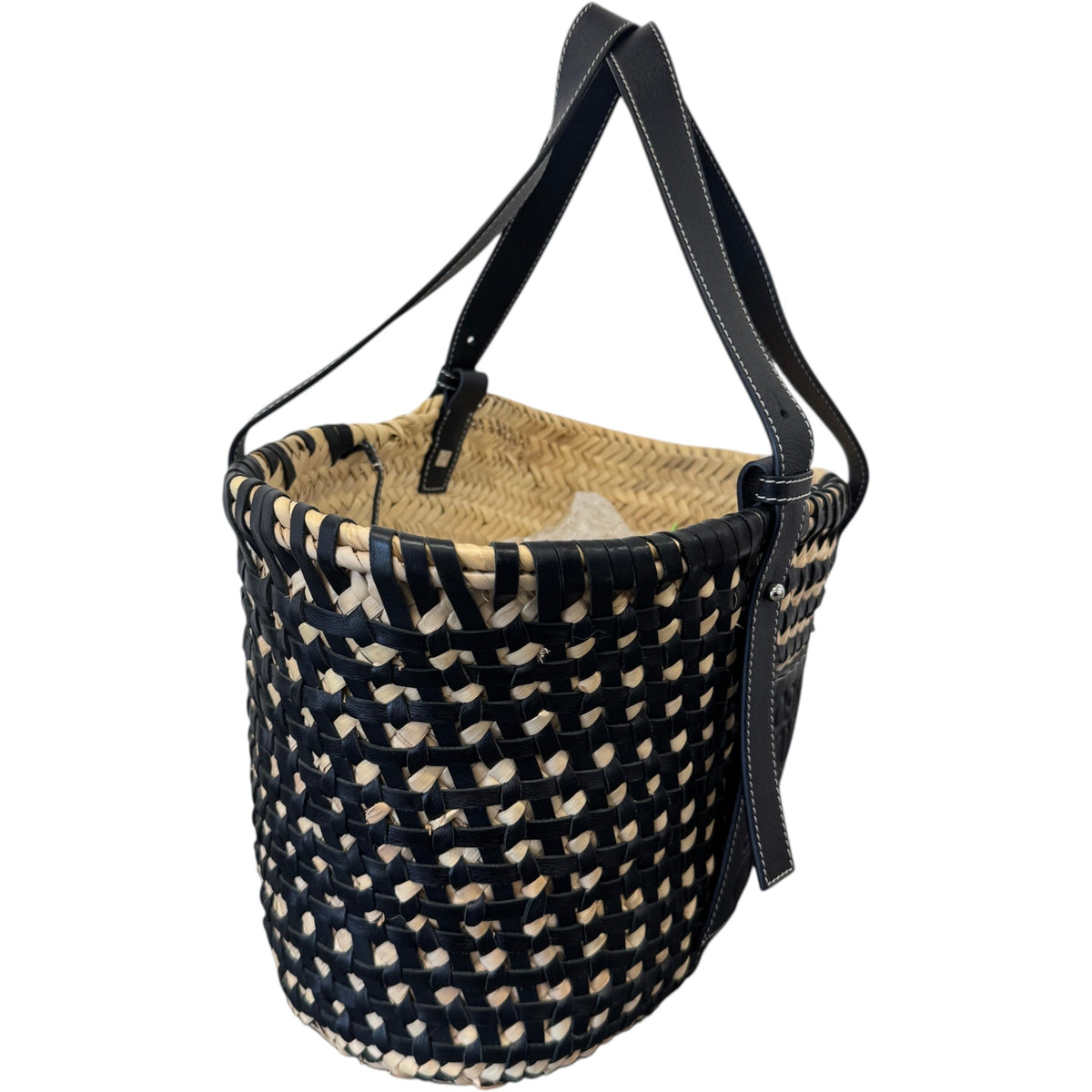 Women's Straw Basket Medium Handbag Beige - Photo 5