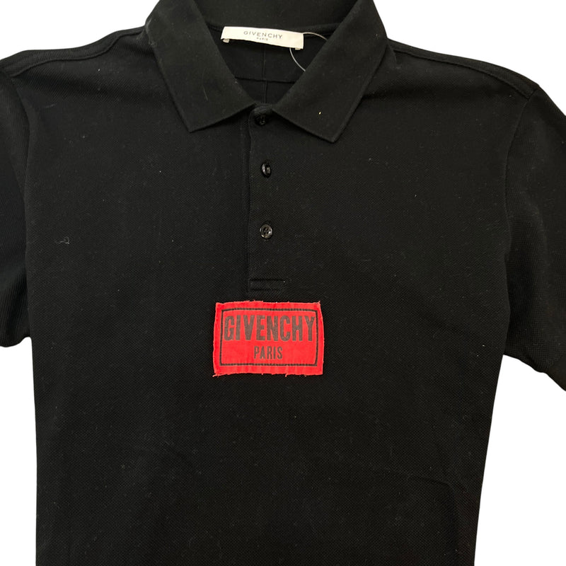 Men's Logo Patch Polo Shirt Black Size M