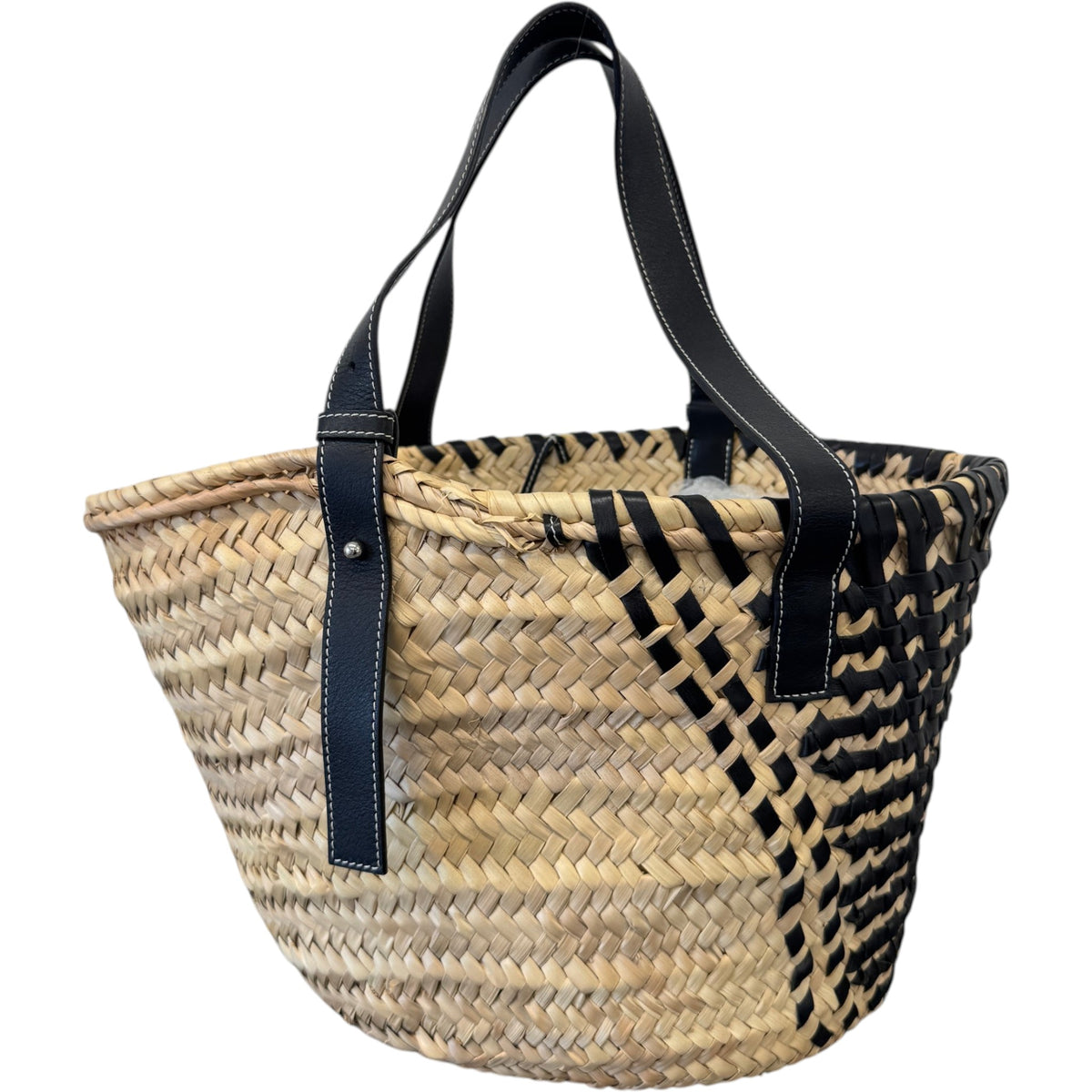 Women's Straw Basket Medium Handbag Beige - Photo 3