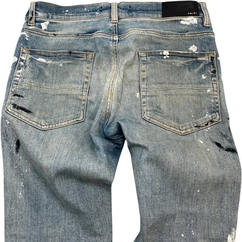 Men's Paint Splash Distressed Jeans Blue Size Waist 31"