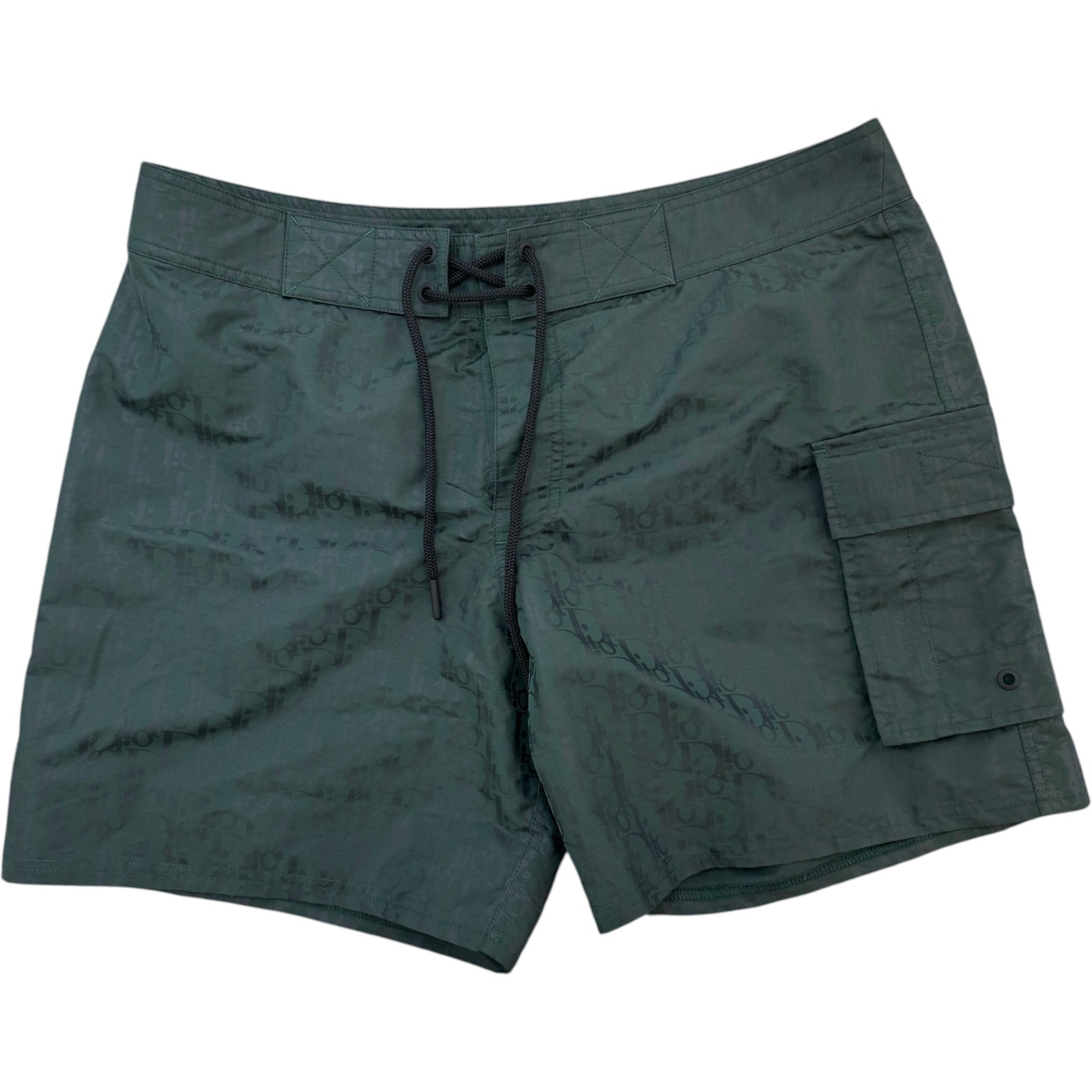 Men's Oblique Swim Shorts Green Size L / W34 - Photo 1