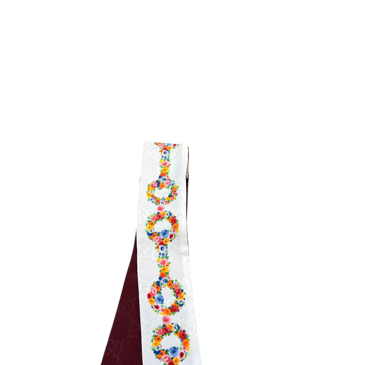 Women's Floral Horsebit Print Twilly Scarf White - Photo 2