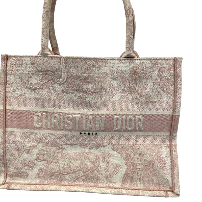 Women's Toile de Jouy Book Tote Handbag Pink