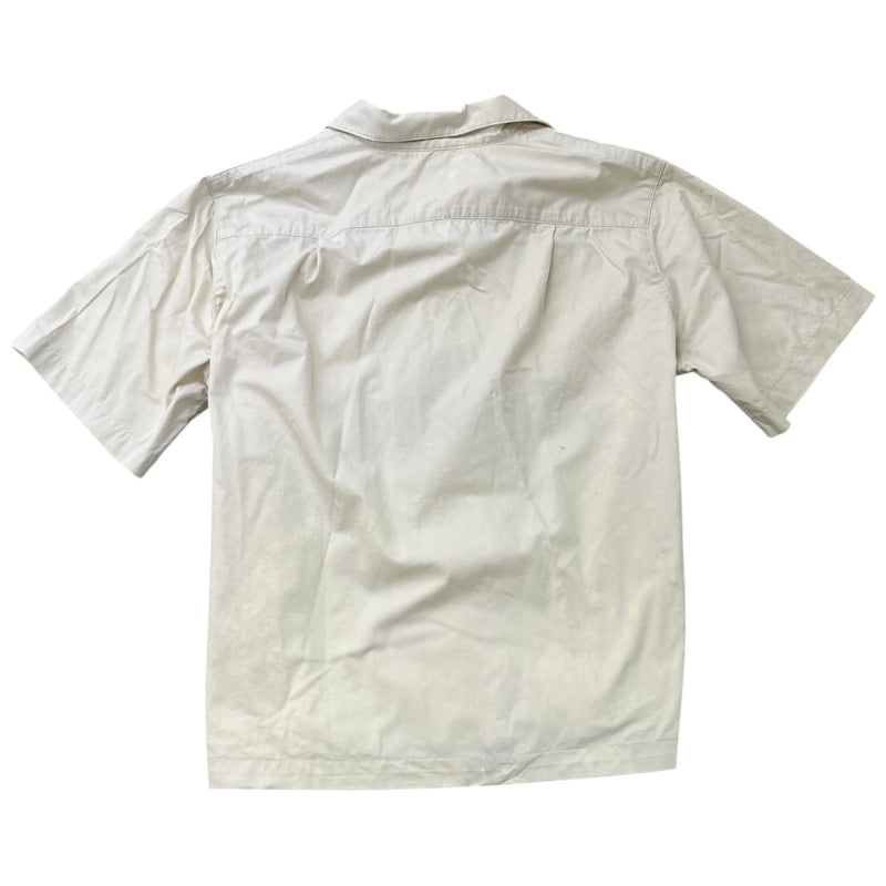 Men's Mechanic Camp-Collar Short Sleeve Shirt Beige Size L