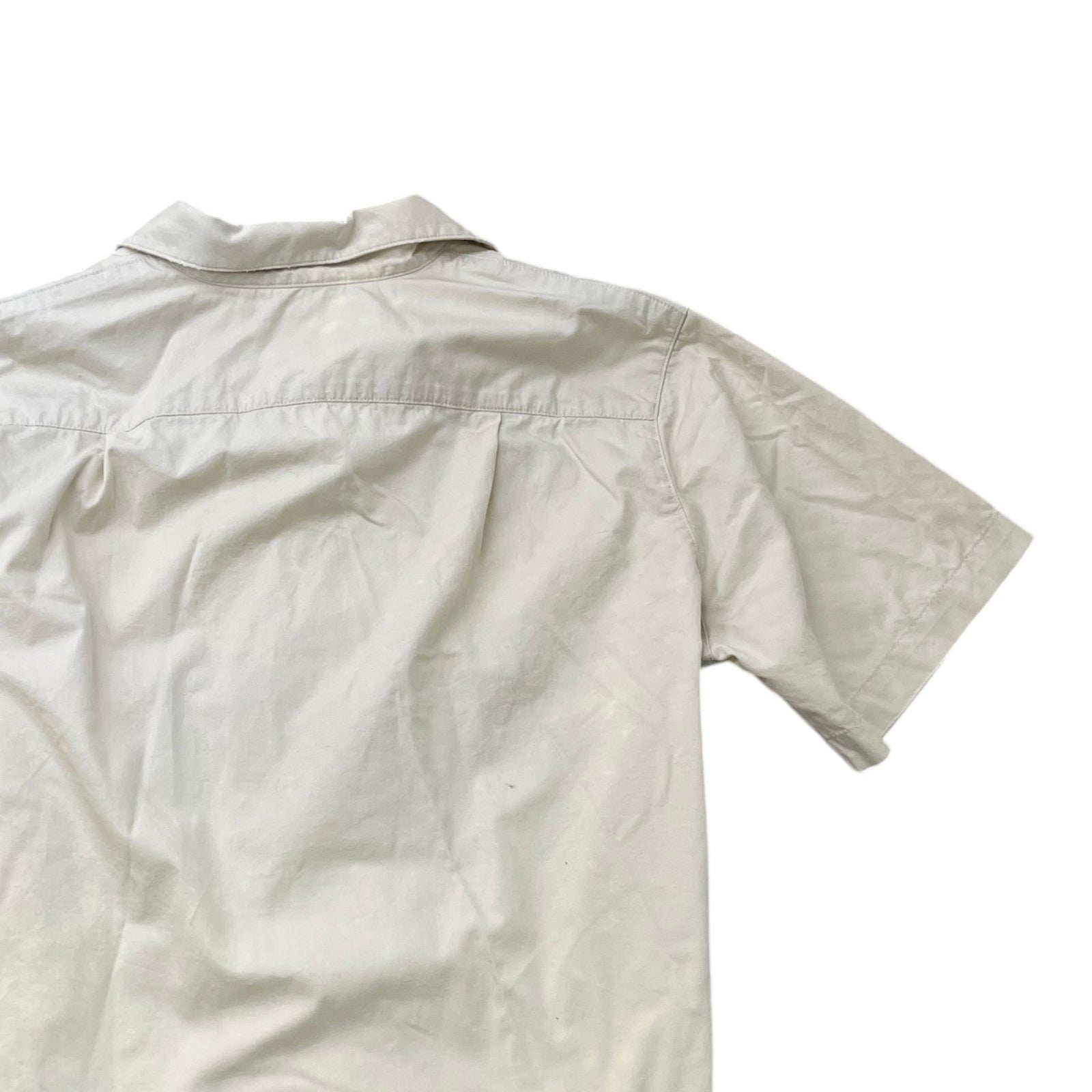 Men's Mechanic Camp-Collar Short Sleeve Shirt Beige Size L - Photo 4