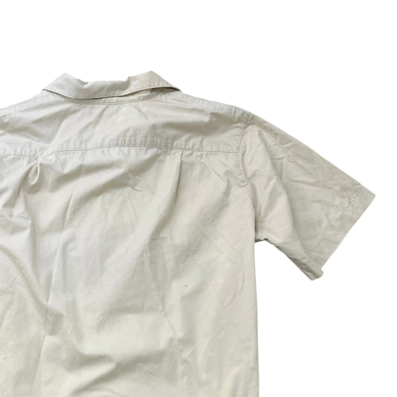 Men's Mechanic Camp-Collar Short Sleeve Shirt Beige Size L