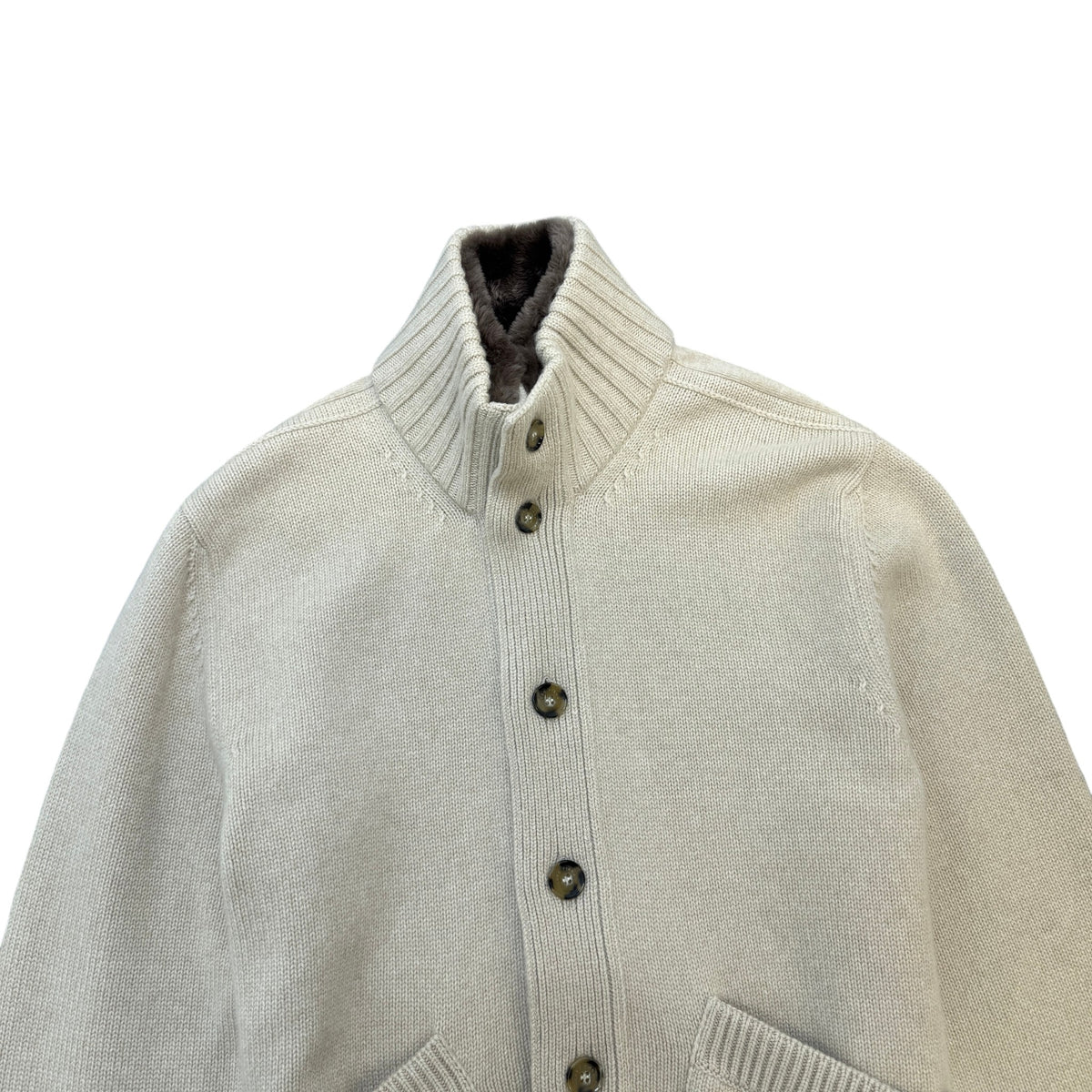 Men's Parksville Baby Cashmere Mink Fur Cardigan Beige Size XL - Photo 3