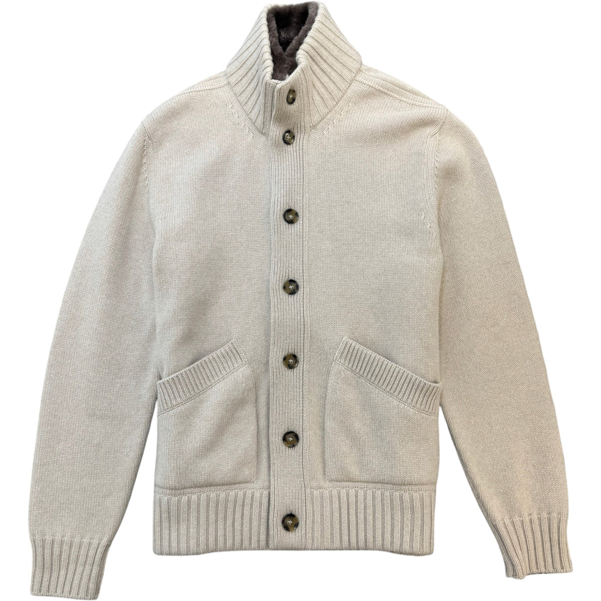 Men's Parksville Baby Cashmere Mink Fur Cardigan Beige Size XL - Photo 1