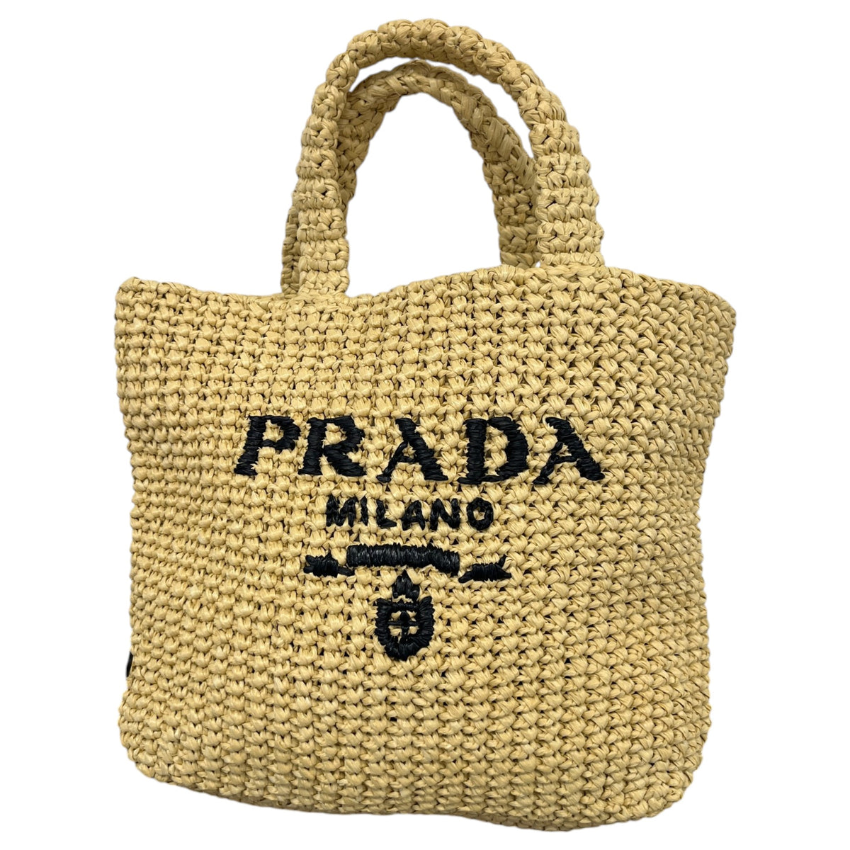 Women's Small Crochet Raffia Tote Handbag Beige - Photo 1