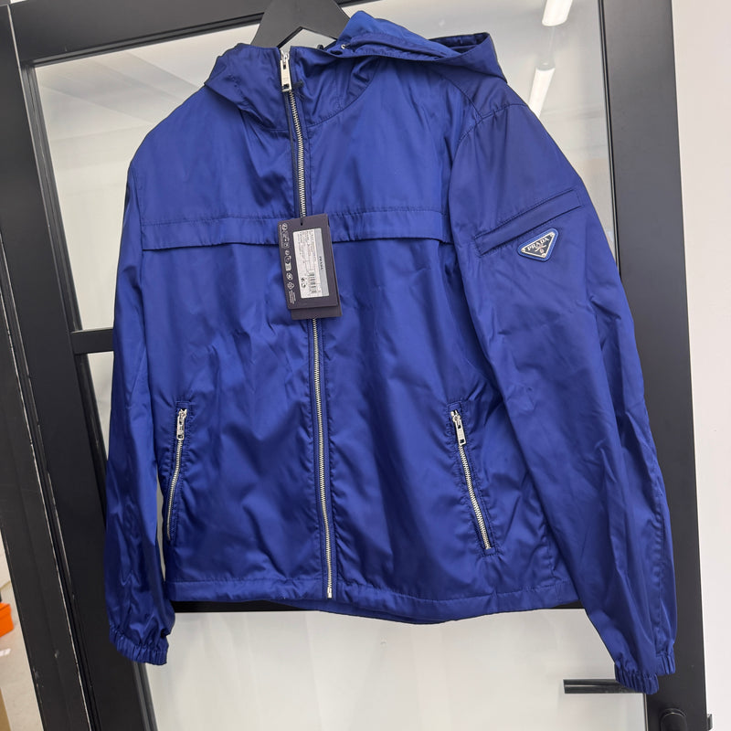 Men's RE-Nylon Plaque Logo Windbreaker Blue Size XL