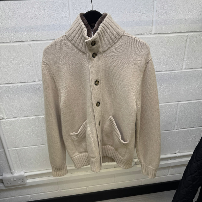 Men's Parksville Baby Cashmere Mink Fur Cardigan Beige Size XL