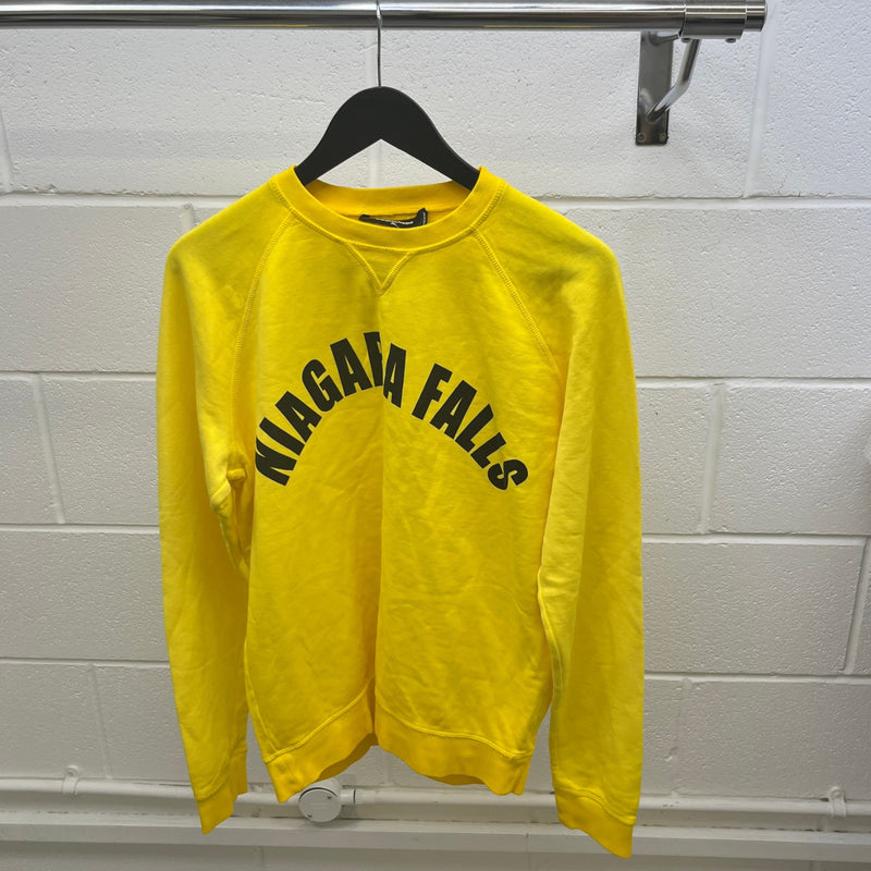 Men's Niagara Falls Print Sweatshirt Yellow Size XL