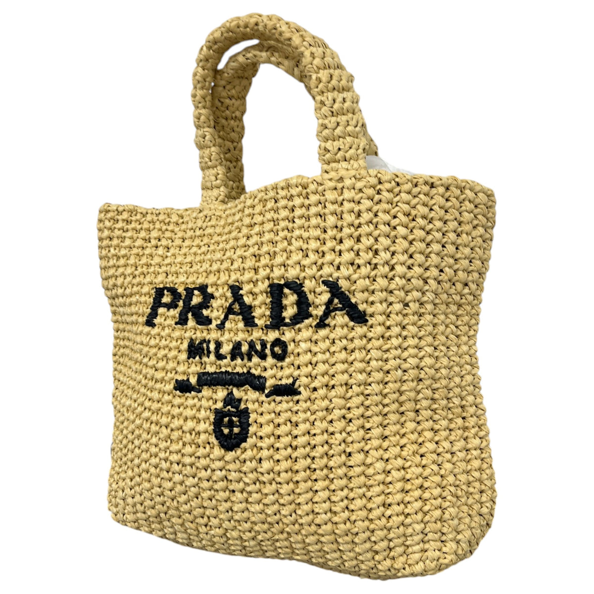 Women's Small Crochet Raffia Tote Handbag Beige - Photo 5