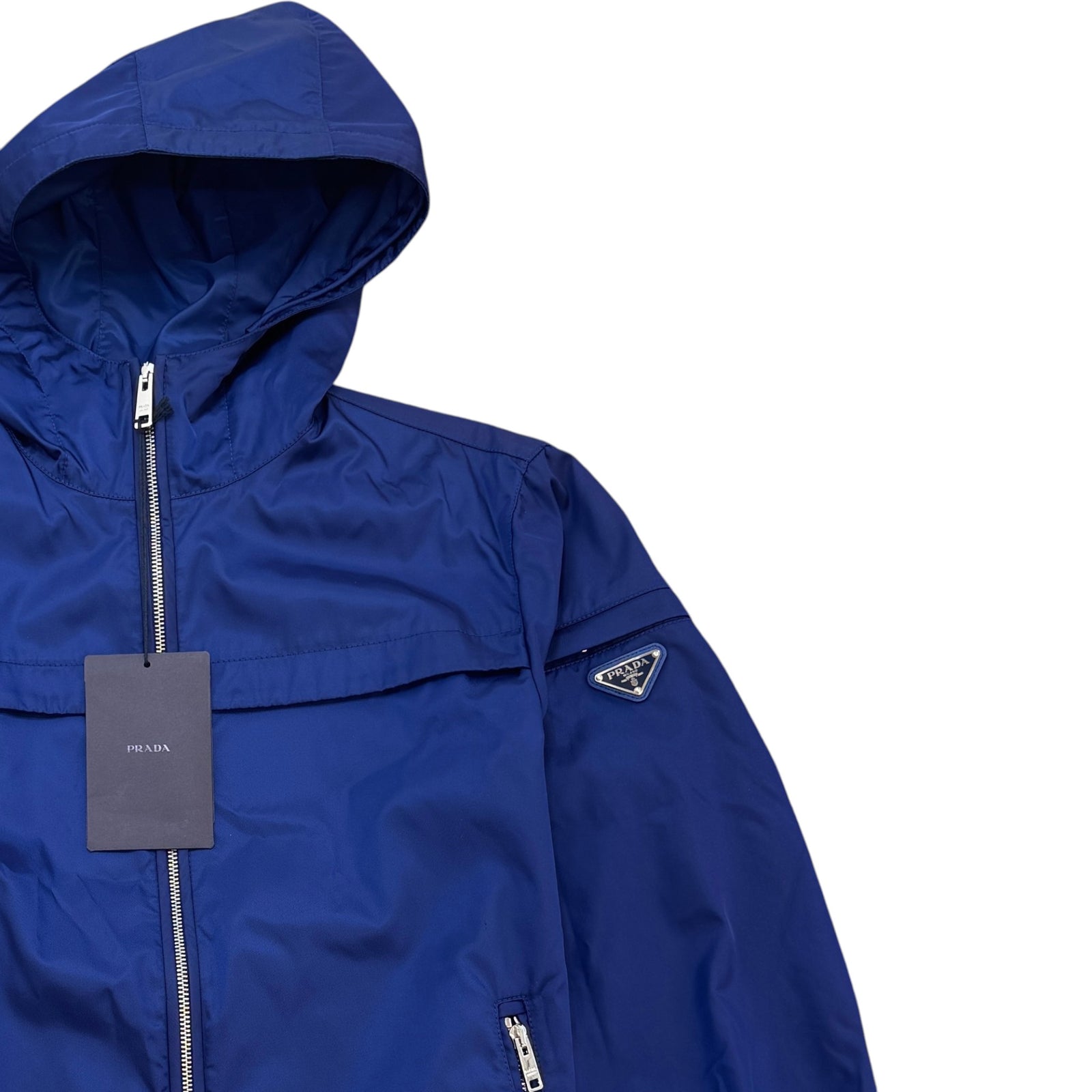 Men's RE-Nylon Plaque Logo Windbreaker Blue Size XL - Photo 3