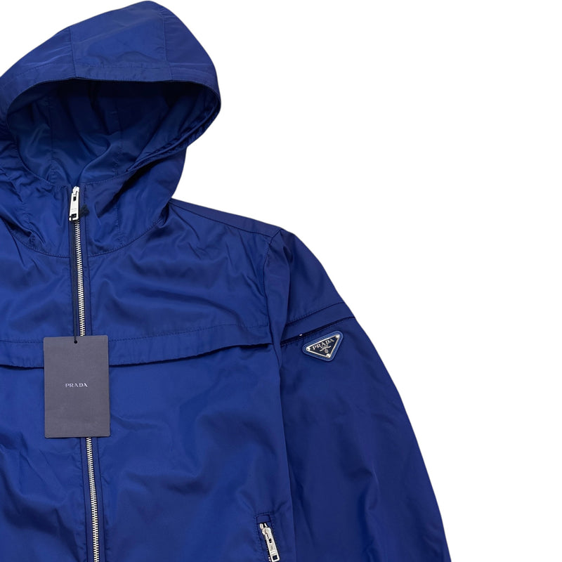 Men's RE-Nylon Plaque Logo Windbreaker Blue Size XL