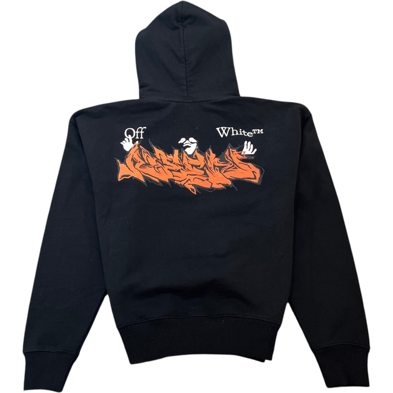 Men's Logo Print Hoodie Black Size XS