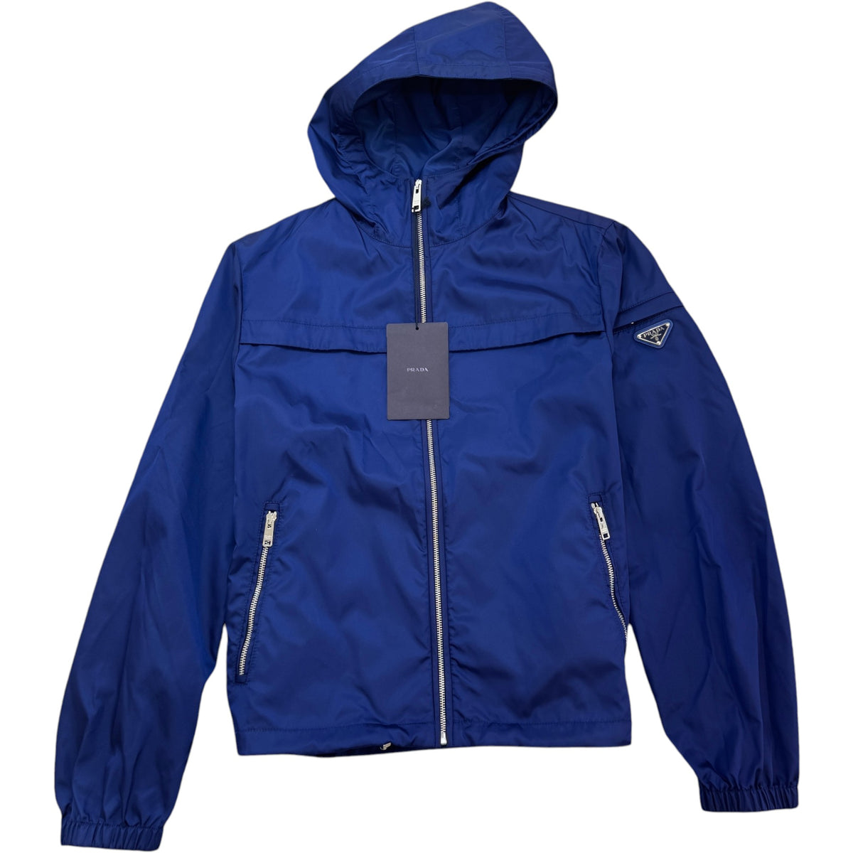 Men's RE-Nylon Plaque Logo Windbreaker Blue Size XL - Photo 1