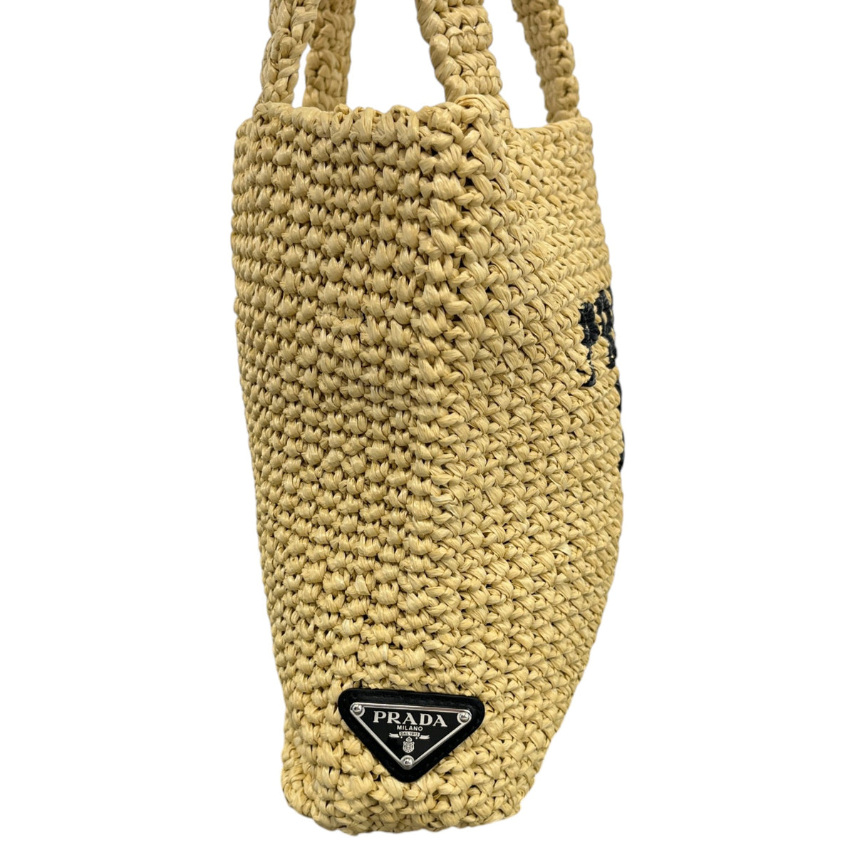 Women's Small Crochet Raffia Tote Handbag Beige - Photo 6