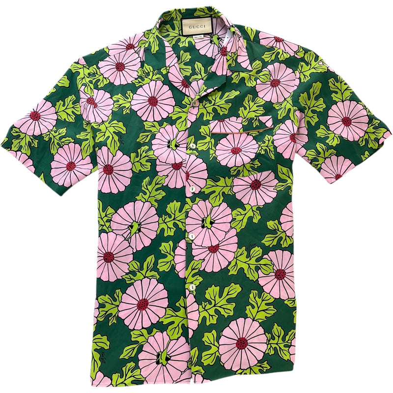 Men's X Ken Scott Floral Short Sleeve Shirt Green Size M