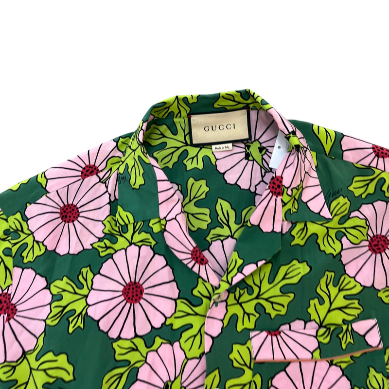 Men's X Ken Scott Floral Short Sleeve Shirt Green Size M