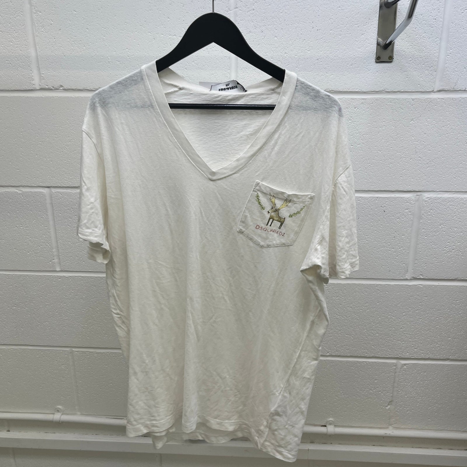 Men's Deer Print T-Shirt Cream Size XXL - Photo 8