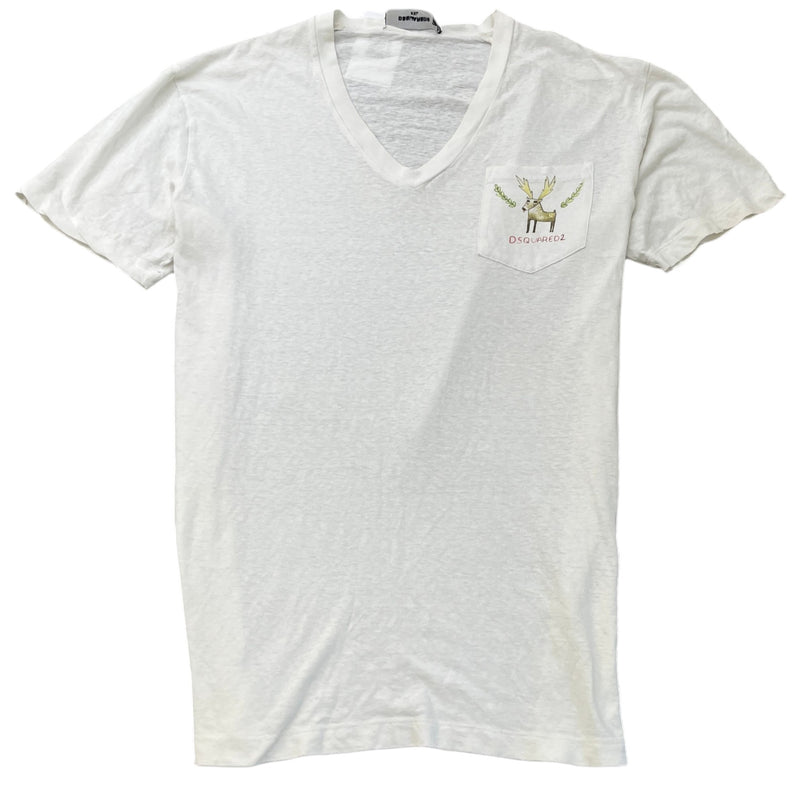 Men's Deer Print T-Shirt Cream Size XXL