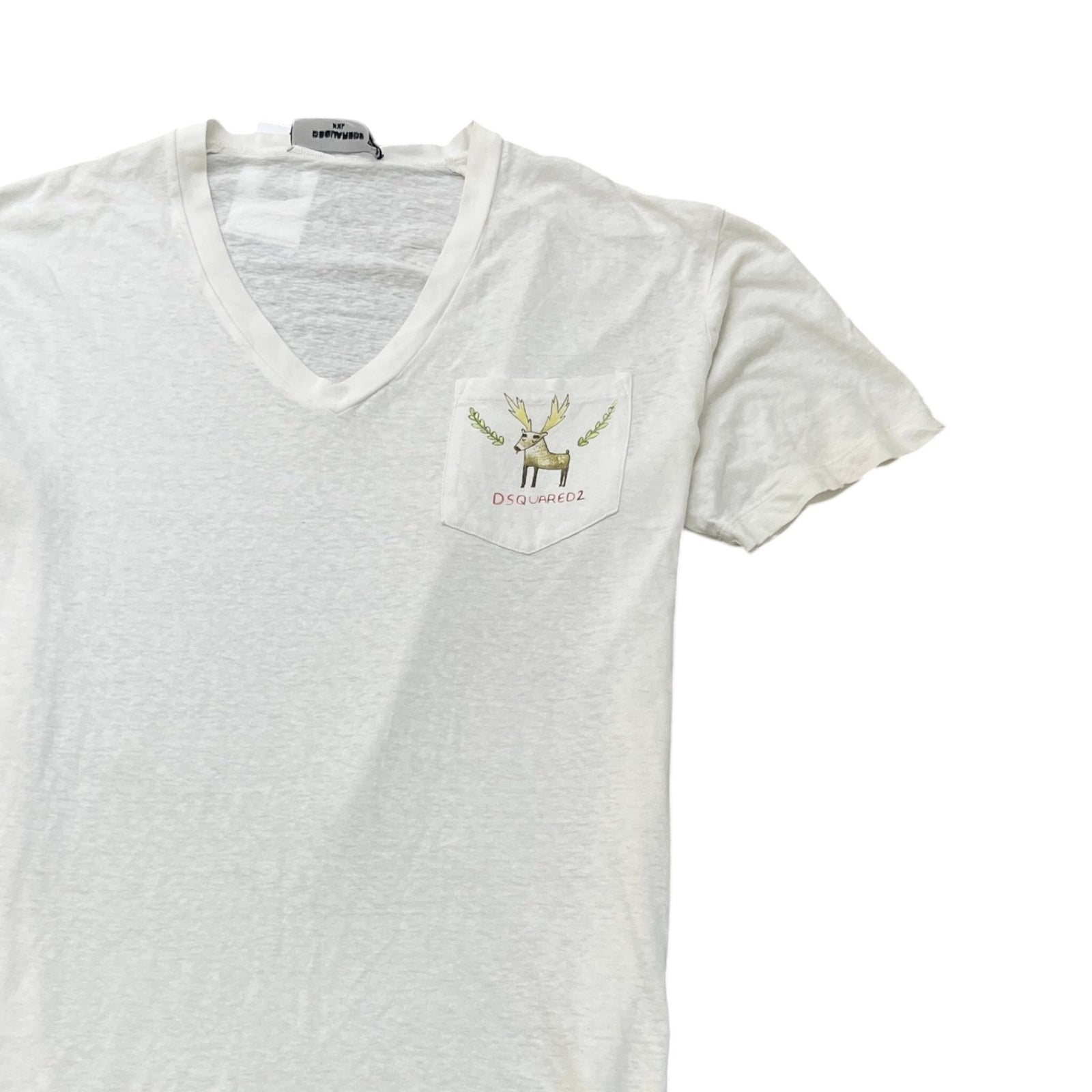 Men's Deer Print T-Shirt Cream Size XXL - Photo 3