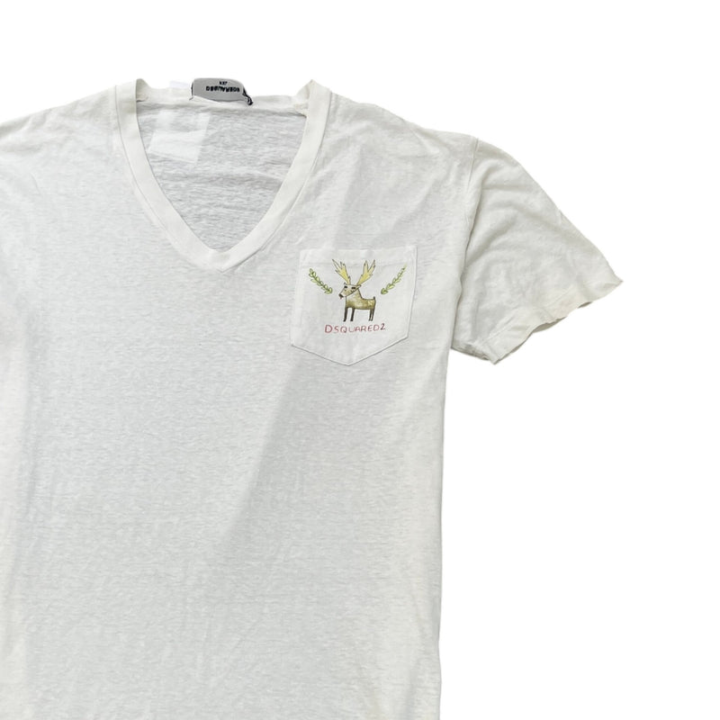 Men's Deer Print T-Shirt Cream Size XXL