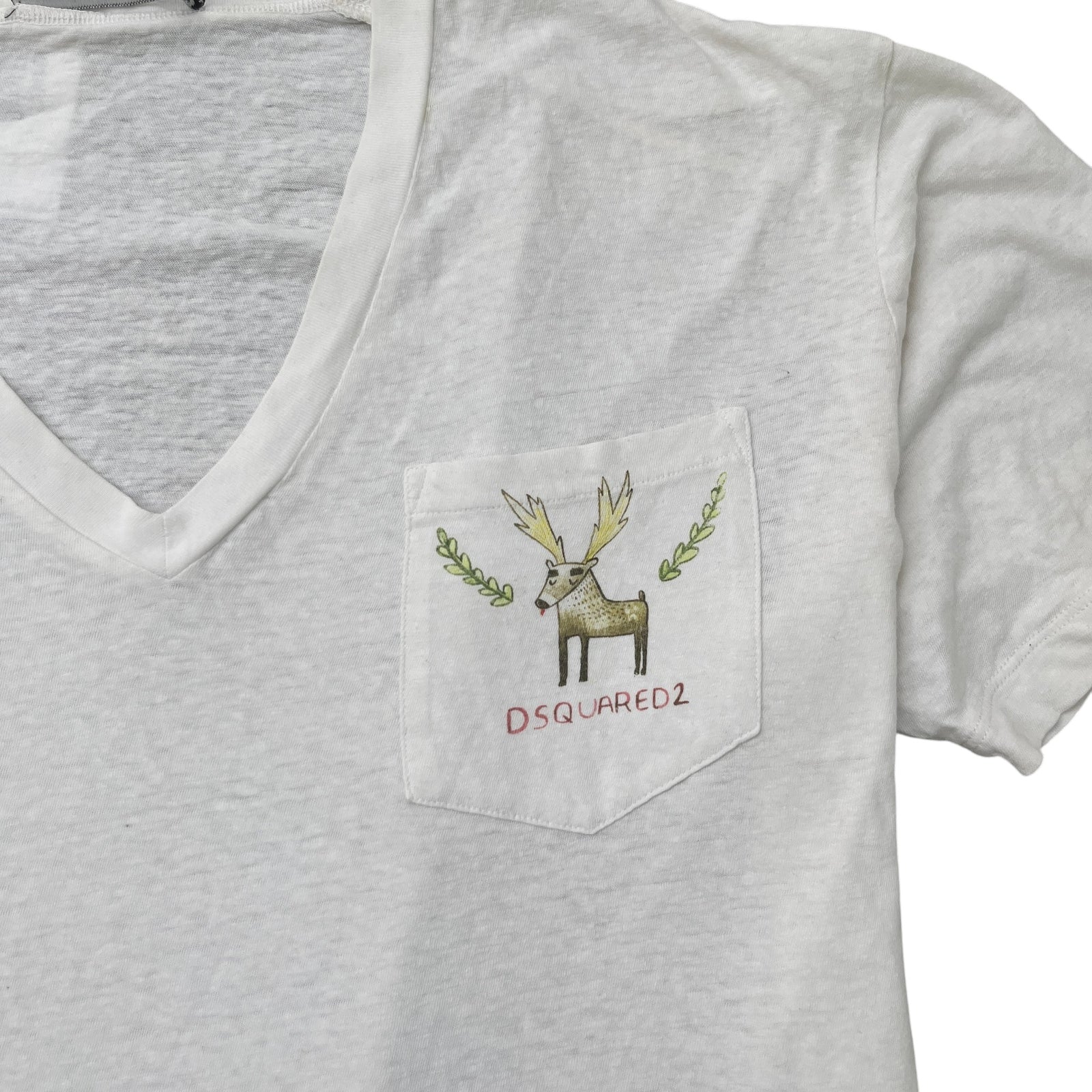 Men's Deer Print T-Shirt Cream Size XXL - Photo 5