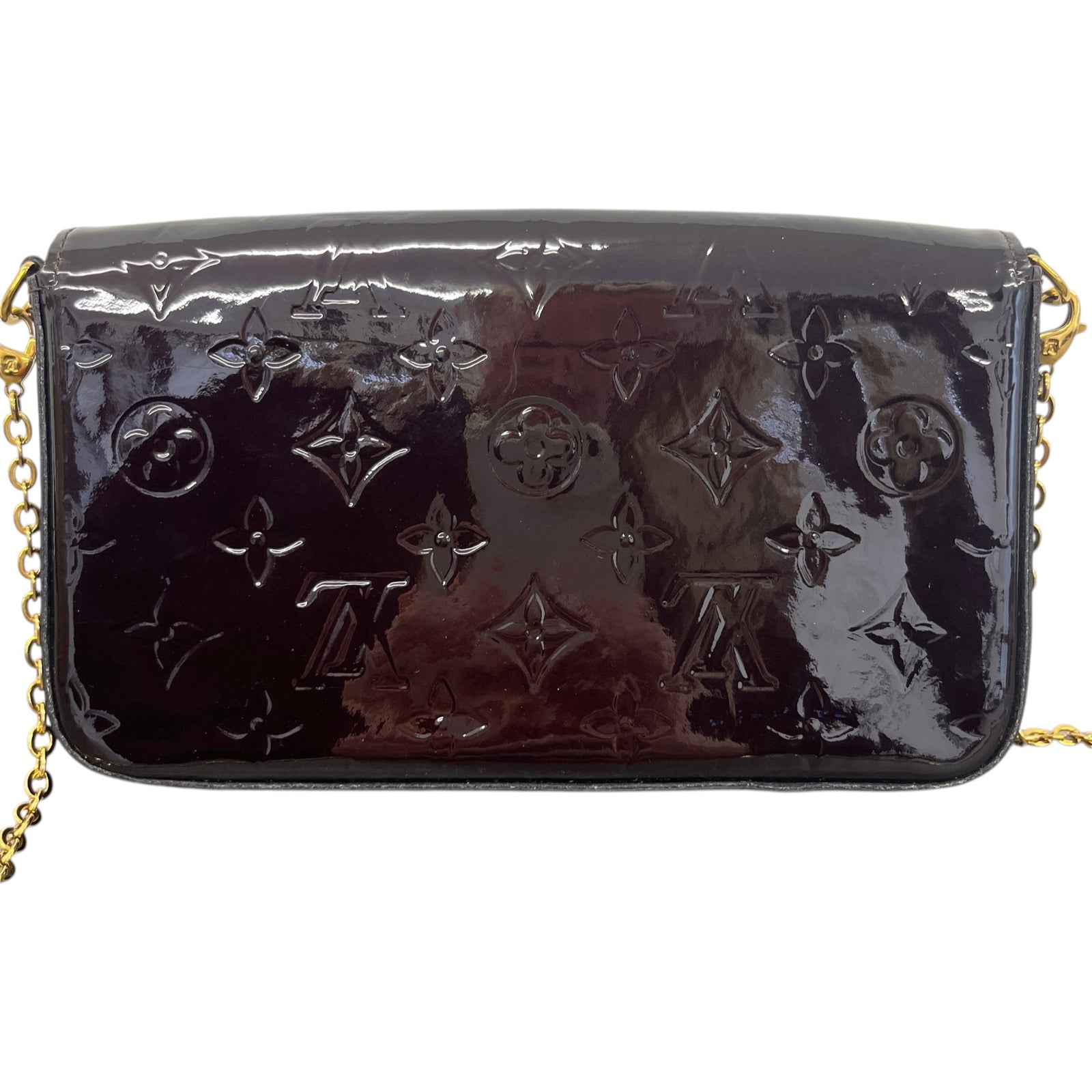 Women's Monogram Vernis Pochette Felice Crossbody Bag Brown - Photo 3