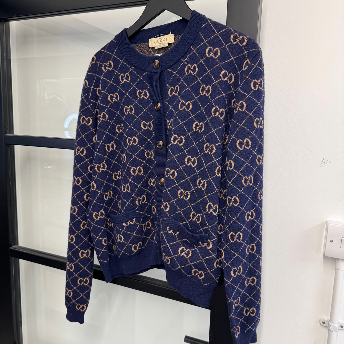 Women's GG Jacquard Cardigan Navy Size XXXXL / UK 22 - Photo 7