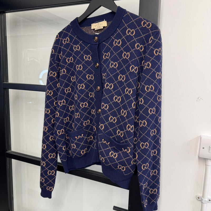 Women's GG Jacquard Cardigan Navy Size XXXXL / UK 22