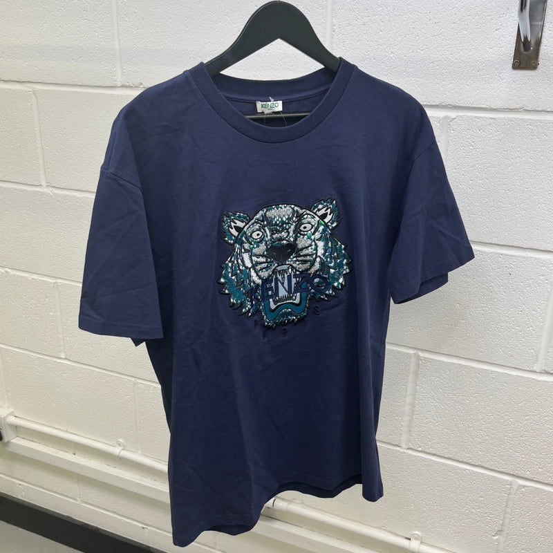 Men's Shibori Tiger T-Shirt Navy Size L